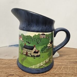 Vintage Hallmark Valerie Pillow Handpainted American Rural Scene Pitcher